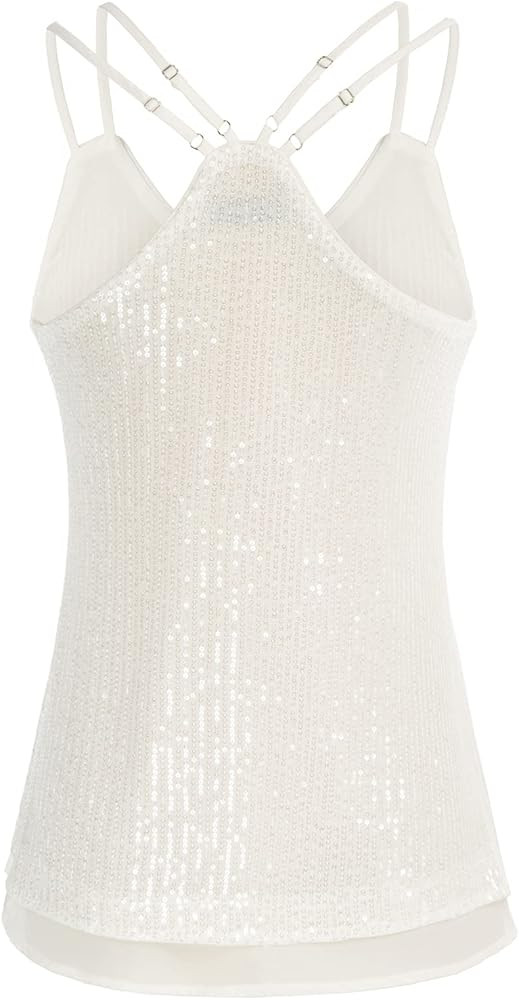 GRACE KARIN Women's Sleeveless Sparkle Shimmer Camisole Vest Sequin Tank Tops | Amazon (US)