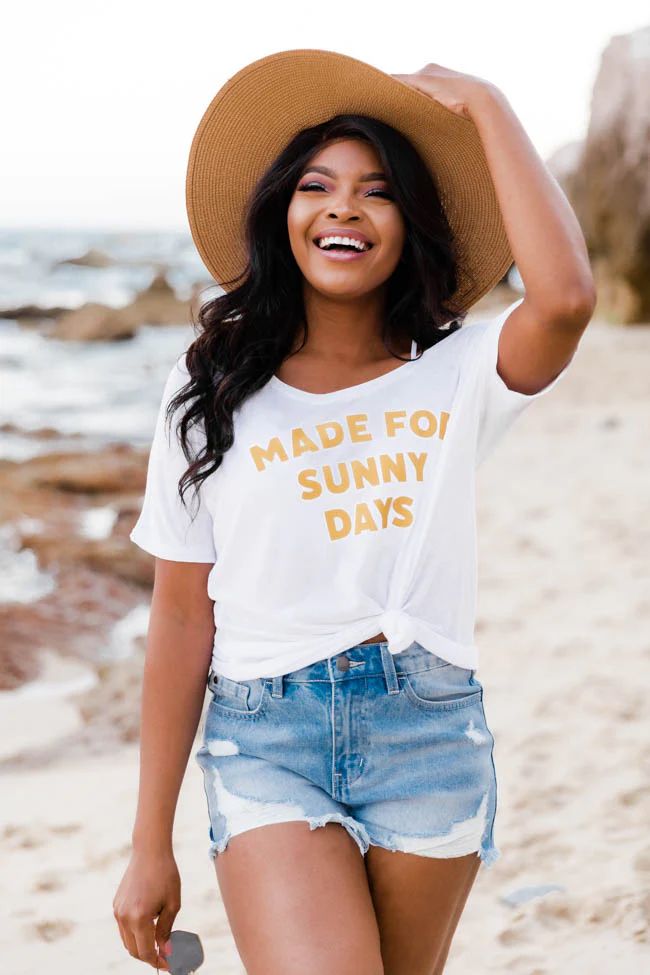 Made For Sunny Days White Graphic Slouchy Tee | The Pink Lily Boutique