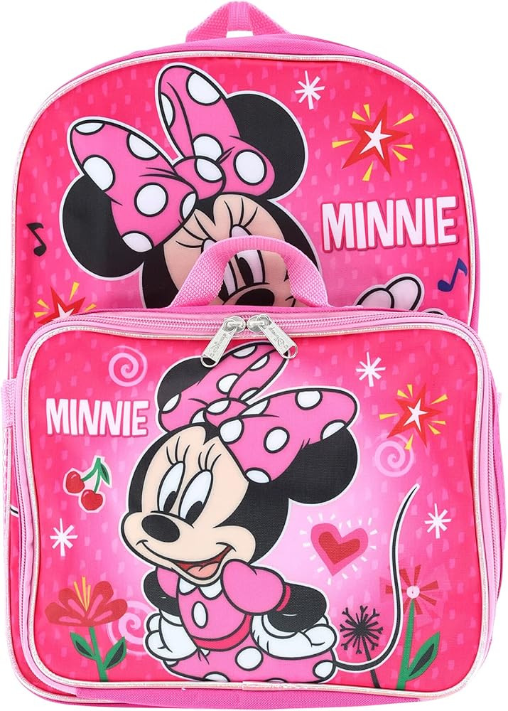 Minnie Mouse Girl's 16" Backpack W/Detachable Lunch Box, Pink, Size One Size | Amazon (US)