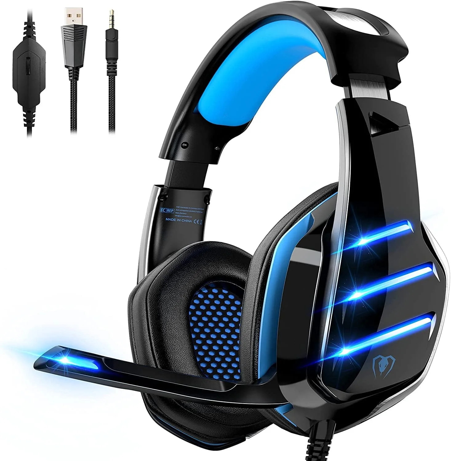 Beexcellent Gaming Headset for PS4 PS5 Switch Xbox One PC with RGB Light, Noise Canceling Mic, Su... | Walmart (US)