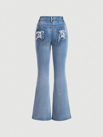 SHEIN MOD Dames Gewassen Denim Jeans Met Diagonaal Zakken En In de mode Broek | SHEIN