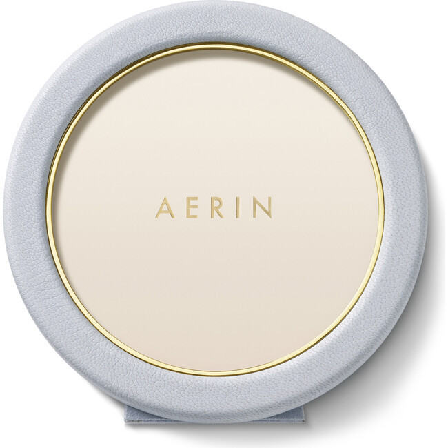 AERIN | Piero Leather Round Frame Sunglasses, Blue Haze (White One Size) | Maisonette | Maisonette