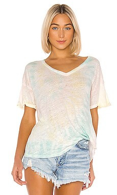 Young, Fabulous & Broke V Neck Twister Tee in Crystal Spiral Wash from Revolve.com | Revolve Clothing (Global)