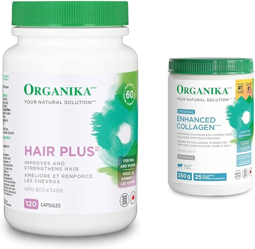 Organika Hair Plus 120 Caps & Enhanced Collagen Peptides Protein Powder For Healthy Hair, Skin, N... | Amazon (CA)