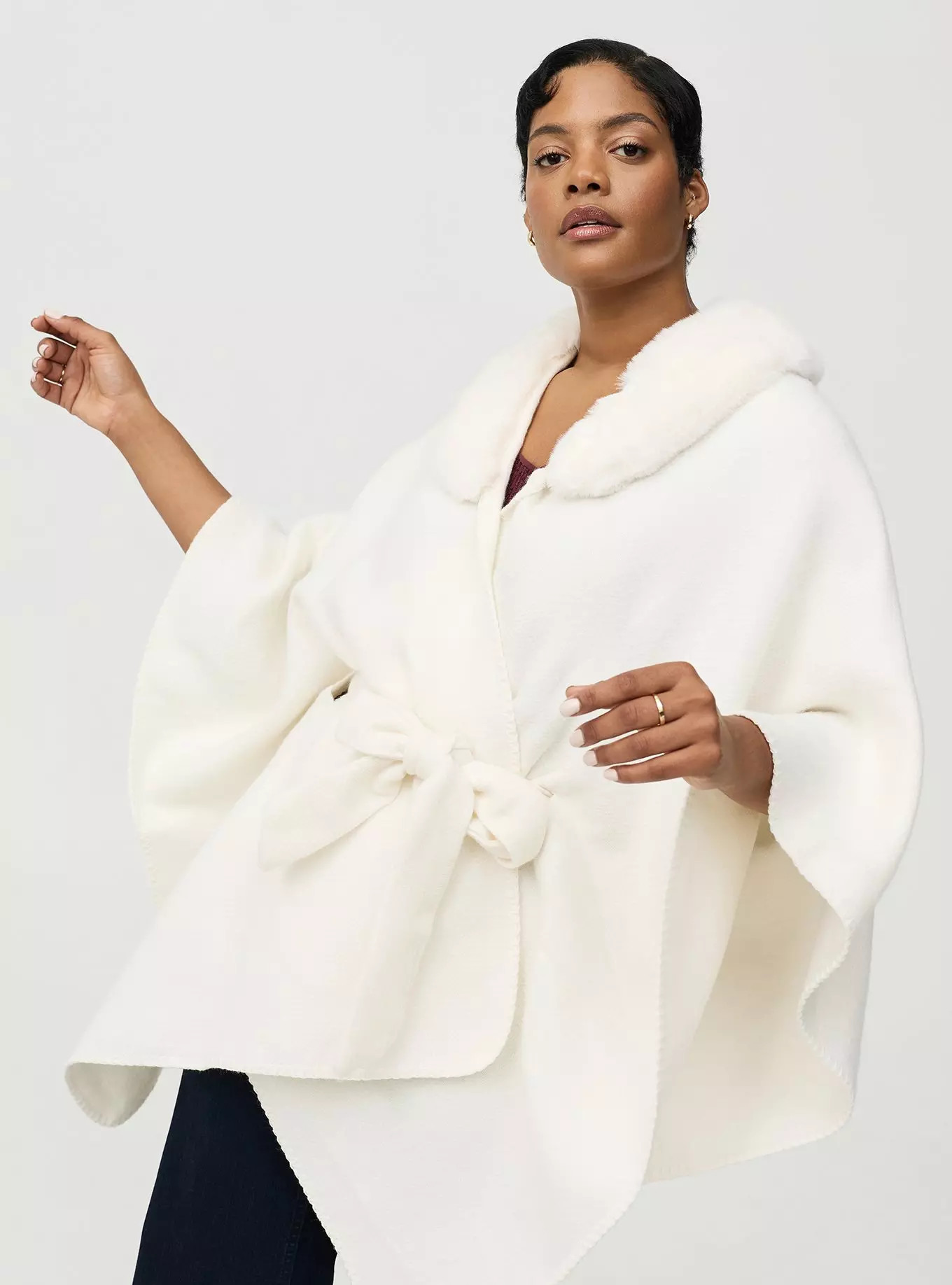 Fur Trim Belted Ruana | Torrid (US & Canada)