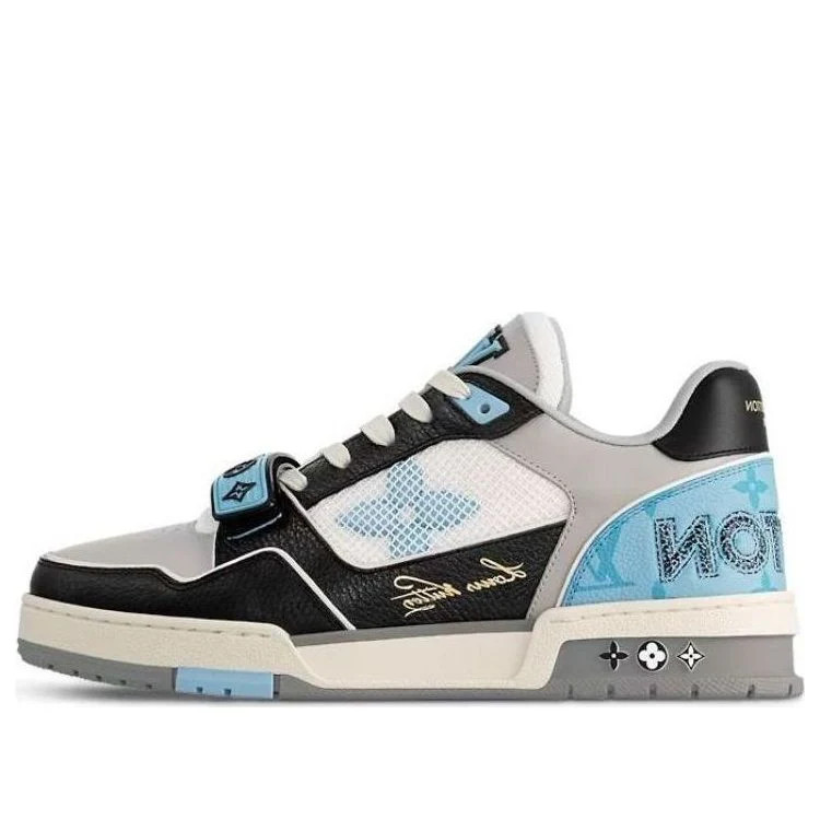 LOUIS VUITTON LV Trainer Sneakers 'Blue Monogram Black Grey' | KICKS CREW