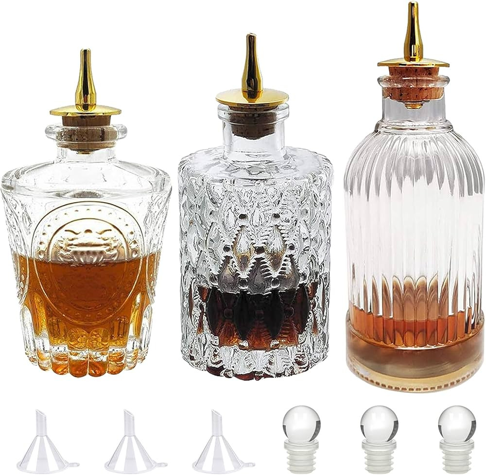 LINALL Bitters Bottle Set - Glass Vintage Bottle, Decorative Bottles with Dash Top, Dasher Bottle... | Amazon (US)