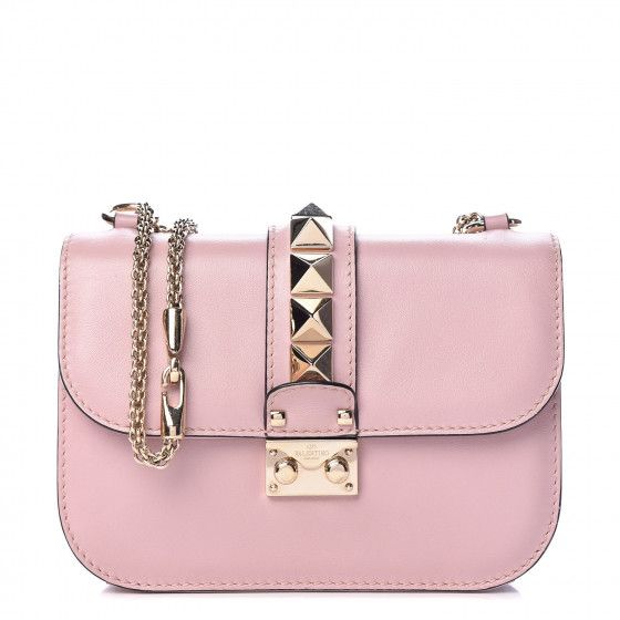 Vitello Small Glam Lock Rockstud Flap Pink | Fashionphile