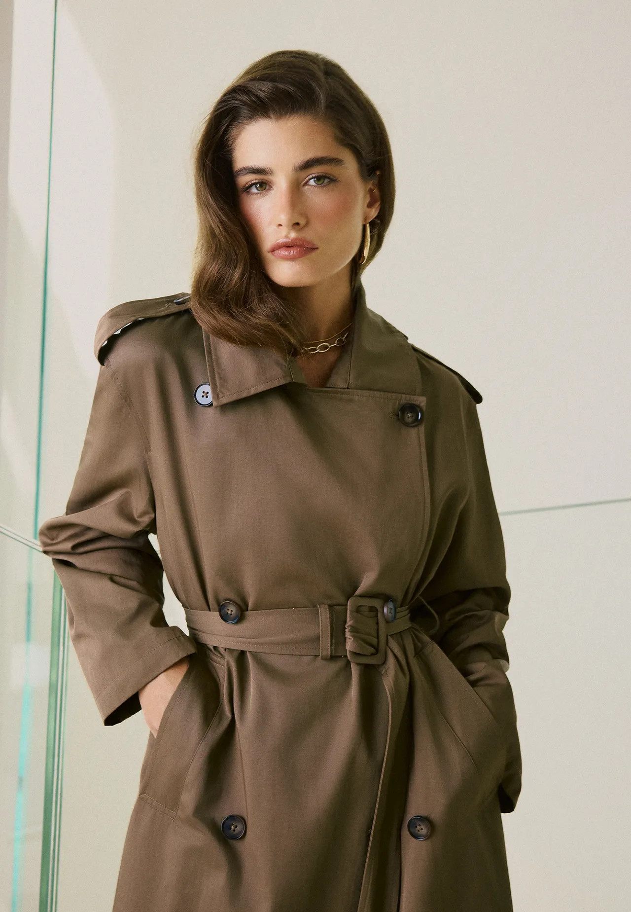 Long basic trench coat - Women's Jackets and trench coats | Stradivarius United Kingdom | Stradivarius (UK)