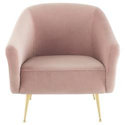 Loxley Modern Pink Velour Upholstered Gold Steel Leg Occasional Arm Chair | Kathy Kuo Home
