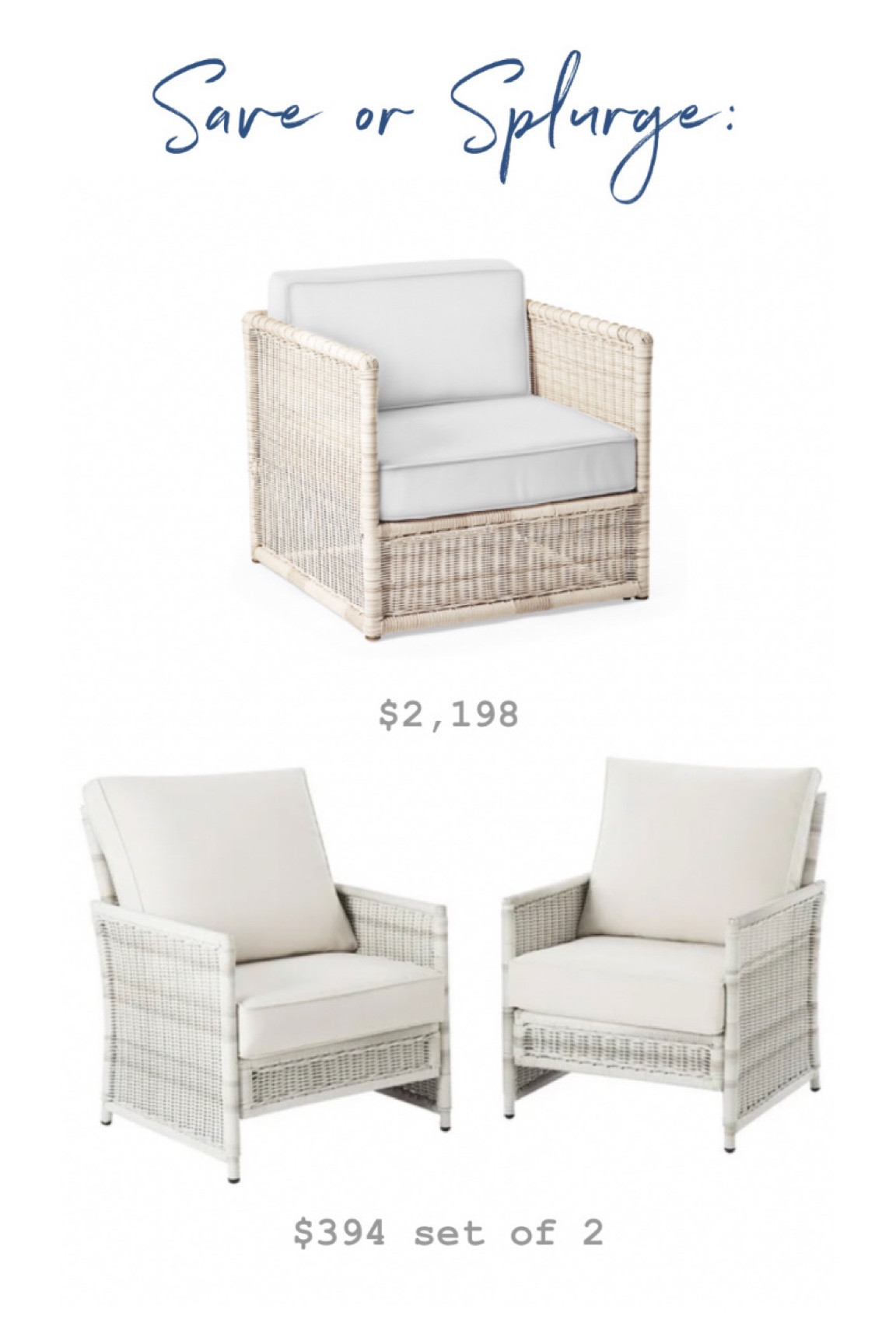 Save or Splurge:
Outdoor Seating Collections
The “splurge” option is also currently on sale! 🚨
#outdoorfurniture #outdoorseating #patiofurniture 


#LTKhome #LTKSeasonal #LTKsalealert