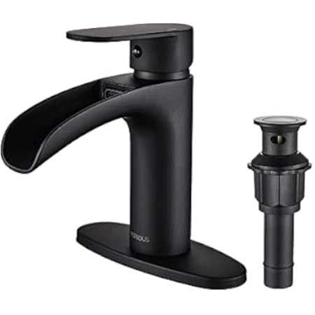 FRANSITON Waterfall Faucet Bathroom Faucet Single Handle One Hole Oil Rubbed Bronze Finish Large Spo | Amazon (US)