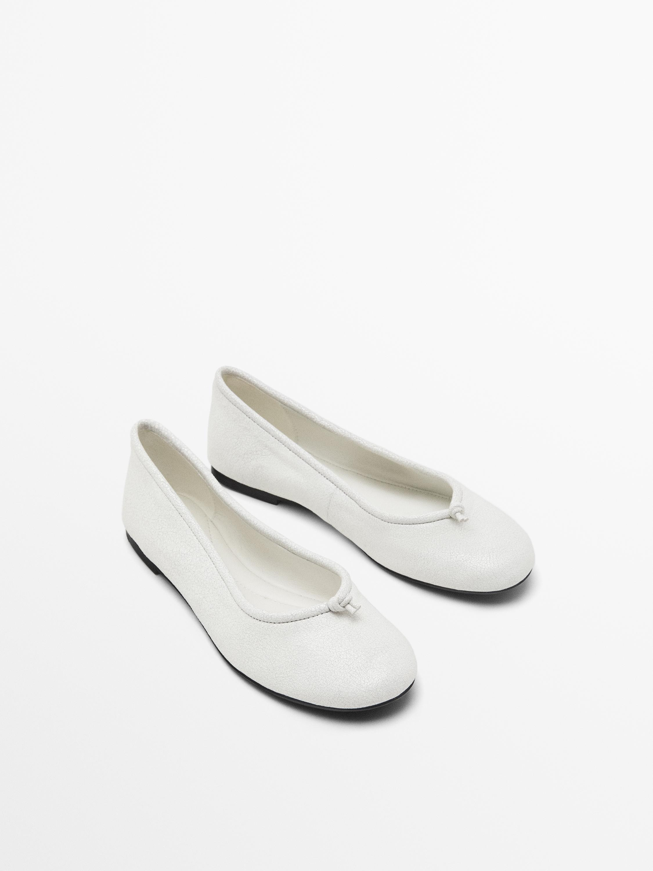 Crackled ballet flats with knot | Massimo Dutti UK