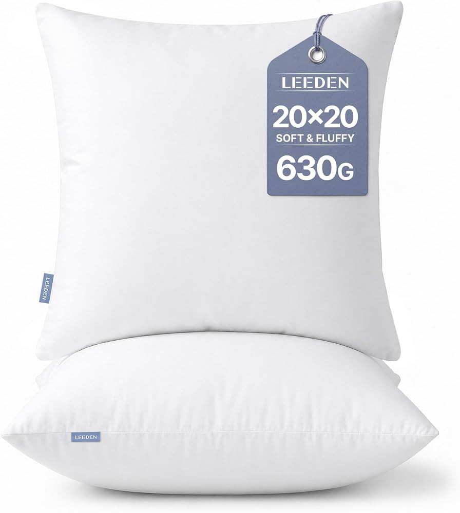 Leeden 20x20 Pillow Inserts, 20 Inch Decorative Throw Pillow Inserts, Soft Fluffy Square Throw Pi... | Amazon (US)