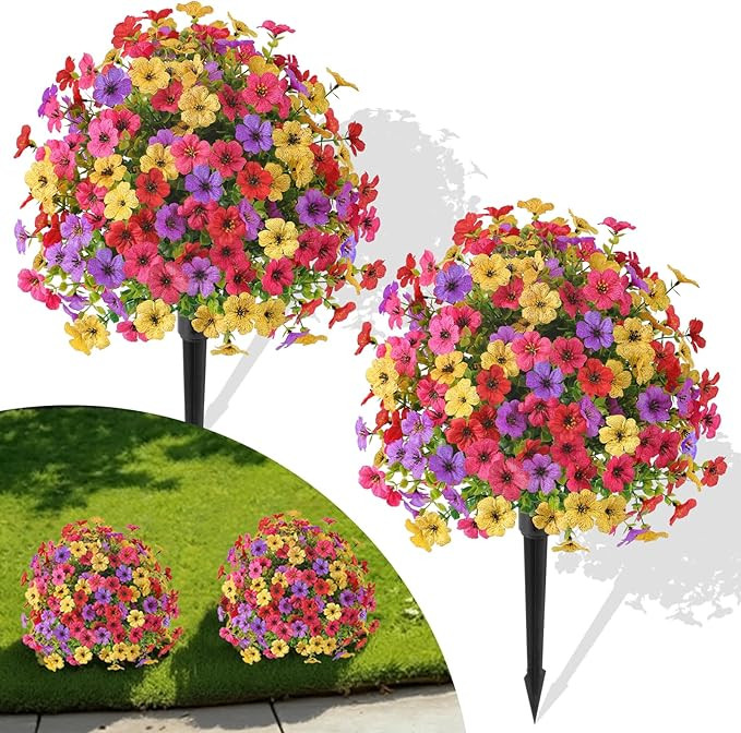 Alupssuc 2Pcs 20" Artificial Topiary Ball Flowers For Outdoors Planters, Spring Decoration with S... | Amazon (US)