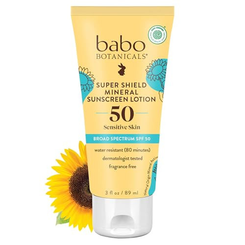 Babo Botanicals Sheer Mineral Sunscreen Lotion SPF 50 with 100% Mineral Active Ingredients for Babies, Kids or Extra Sensitive Skin, Lightweight, Water Resistant & Fragrance Free, Multicolor, Unscented, 3 Fl Oz | Amazon (US)