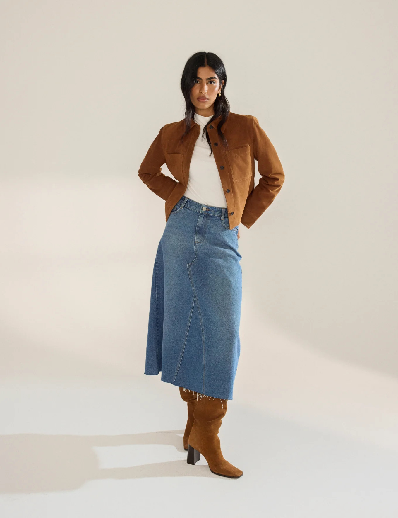 Blue Denim A-Line Midi Skirt | Nobody's Child