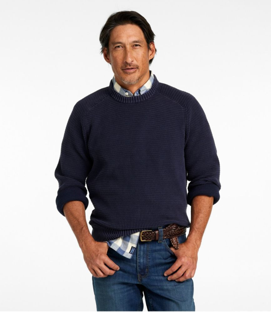 Men's Sunwashed Textured Cotton Sweater, Crewneck | L.L. Bean