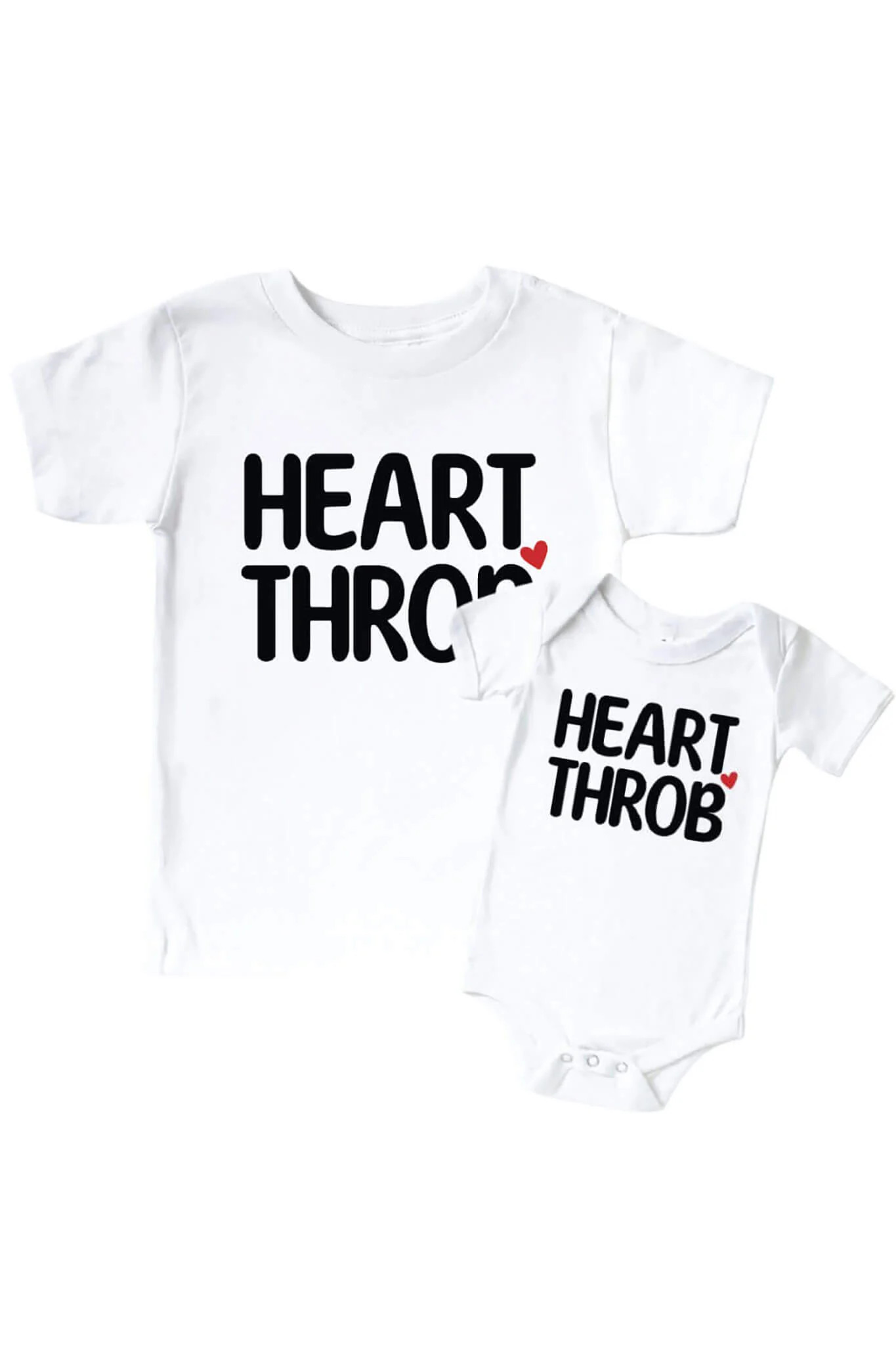 Heart Throb Graphic Bodysuit & Kids Tee | White | Caden Lane