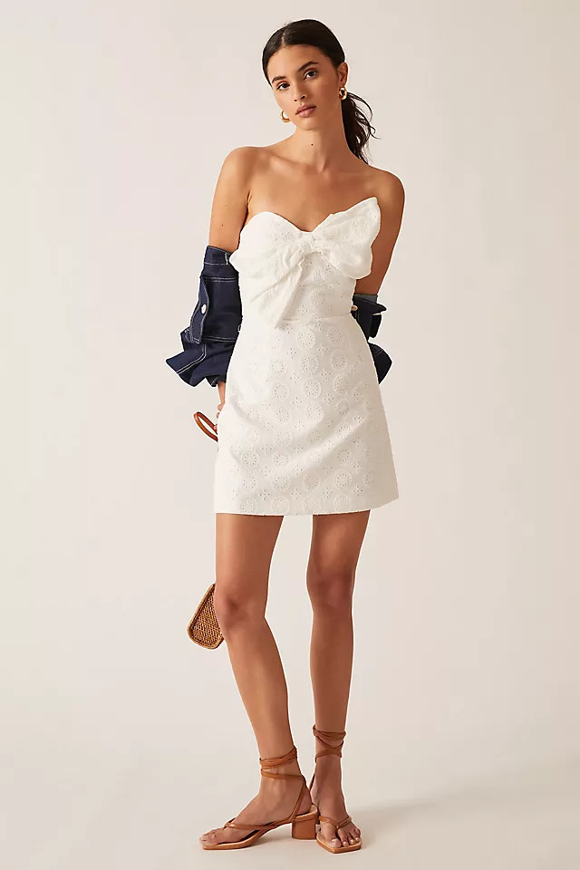 Eyelet Bow-Tie Mini Dress | Anthropologie (US)