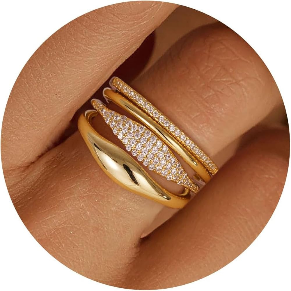 Gold Stackable Rings for Women - Dainty 18K Realy Gold Plated Stackable Rings Infinity Thumb Ring... | Amazon (US)
