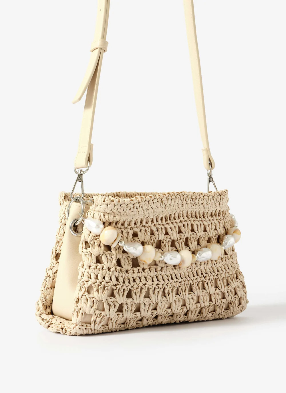 Sara Cream Woven Crossbody Bag | Mint Velvet