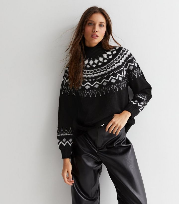 Black Fair Isle High Neck Jumper
						
						Add to Saved Items
						Remove from Saved Items | New Look (UK)