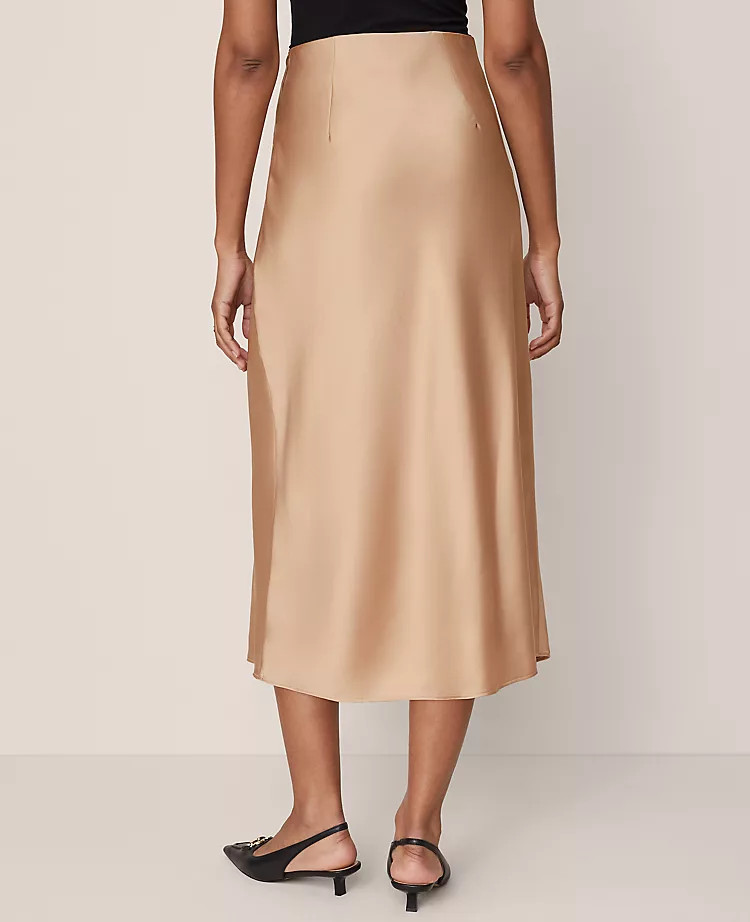 Satin Bias Midi Slip Skirt | Ann Taylor