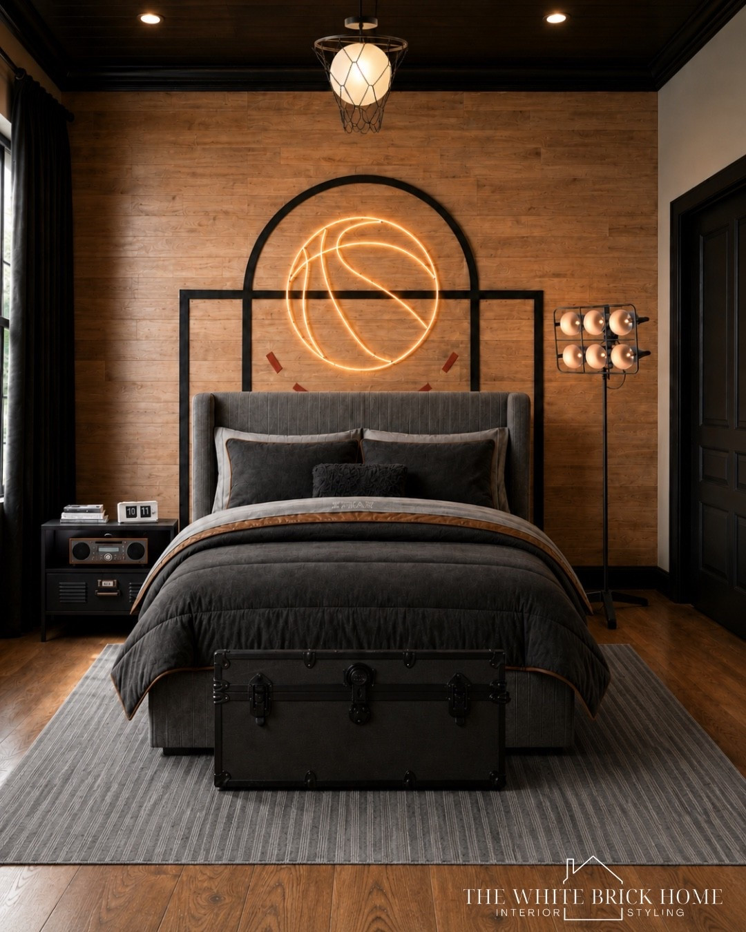 A bold, sporty teen bedroom with layered texture, moody tones, and just the right amount of cool! 
🖤🖤
Boys room, boys basketball bedroom, boys bedroom, sports bedroom, sports room design, basketball bedroom ideas, sports bedroom design, boys basketball bedroom, boys sports bedroom, sports themed bedroom, kids room decor ideas, kids room finds, home decor ideas, bedroom decor, boys room bed, boys room wall decor,
Boys room theme, sports themed bedroom design, sports room decor ideas, home design, bedroom, teen, teen bedroom, basketball teen boy bedroom, bedroom, boys room rug, boys room light, boys room finds, pottery barn teen, pottery barn boys room

#LTKHome #LTKSeasonal #LTKKids