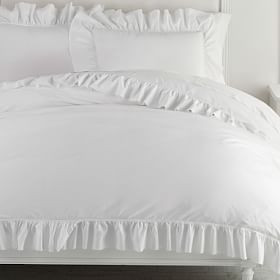 Washed Cotton Ruffle Organic Duvet Cover | Pottery Barn Teen