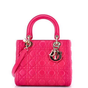 Christian Dior Lady Dior Bag Cannage Quilt Lambskin Medium Pink 3879349 | Rebag