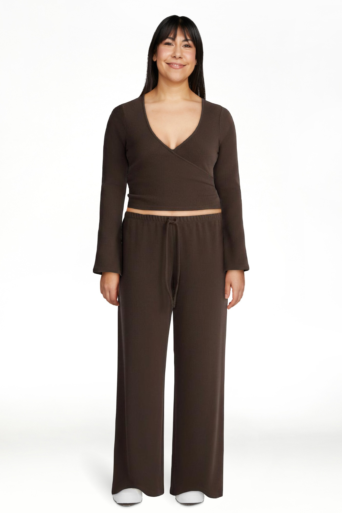 No Boundaries Ribbed Ballet Top and Flare Pants Set, 2 Piece, Women's XXS-XXL | Walmart (US)
