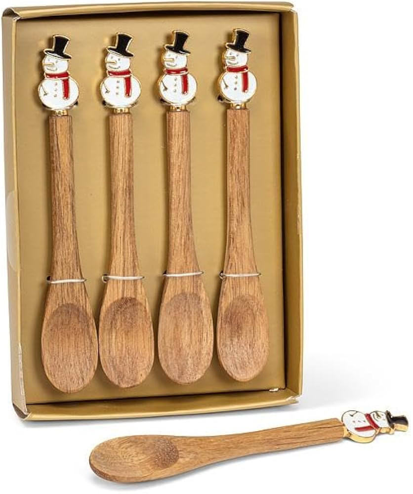 Abbott Collection Snowman Small Wooden Stir Spoons, Set of 4 (5"L) | Amazon (US)