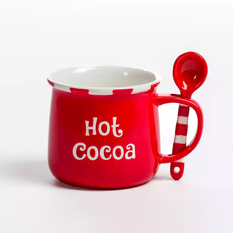 Red Hot Cocoa Christmas Mug with Spoon | Kirkland's Home
