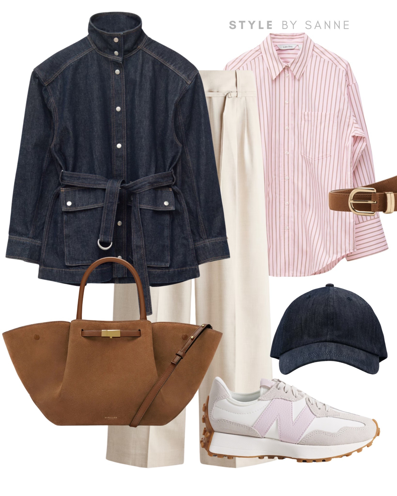 A structured denim jacket paired with soft cream trousers creates a balanced, modern base. Styled with a striped shirt, sporty sneakers and warm brown accessories for an effortless everyday look with a fresh, feminine touch.🌸

#LTKstyletip #LTKspring