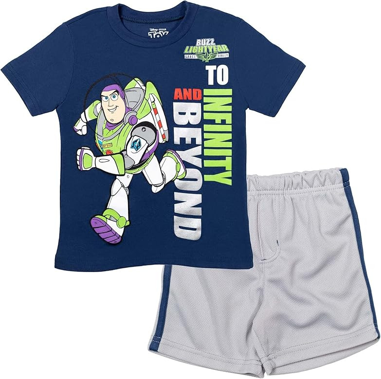 Disney Pixar Toy Story Woody Buzz Lightyear Bo Peep Rex Athletic T-Shirt and Mesh Shorts Outfit S... | Amazon (US)