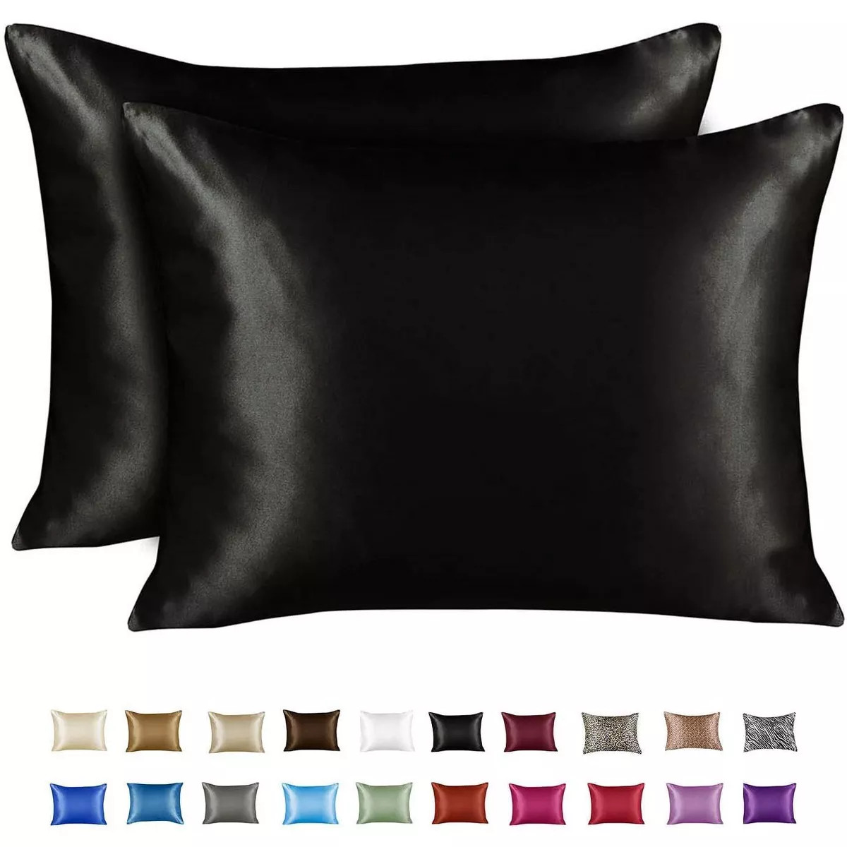 Shopbedding Satin Pillowcase for Hair and Skin - Standard Silk Satin Pillowcase with Zipper, Blac... | Target