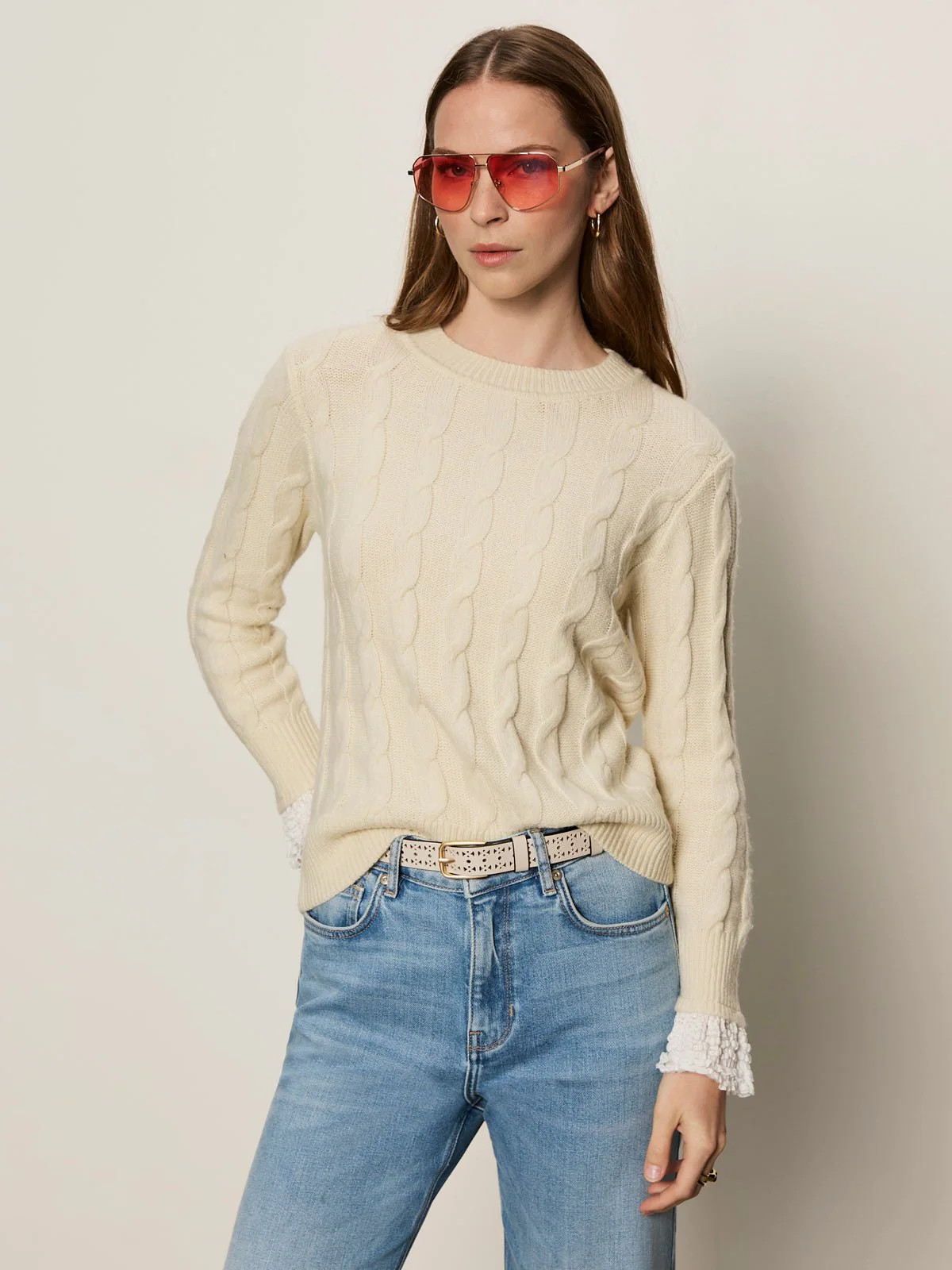 One In A Million Cable Crewneck Sweater Vanilla | Sanctuary Clothing