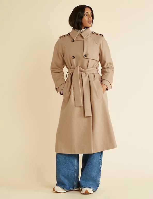 Belted Double Breasted Mac with Wool | Albaray | M&S | Marks & Spencer (UK)