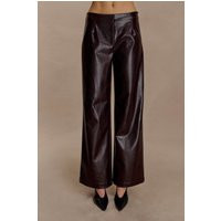 Henry Croc Faux Leather Straight Leg Pants - Dark Chocolate I MESHKI I Size XXS | MESHKI US