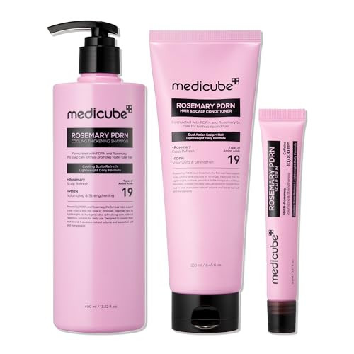 medicube Rosemary PDRN Korean Hair Care Set: Shampoo, Conditioner & Serum | Amino Acids For Thicker, Fuller, Denser-Looking Hair | Cooling & Soothing Scalp Care for Flake-Prone Scalp | 3 Step Routine | Amazon (US)