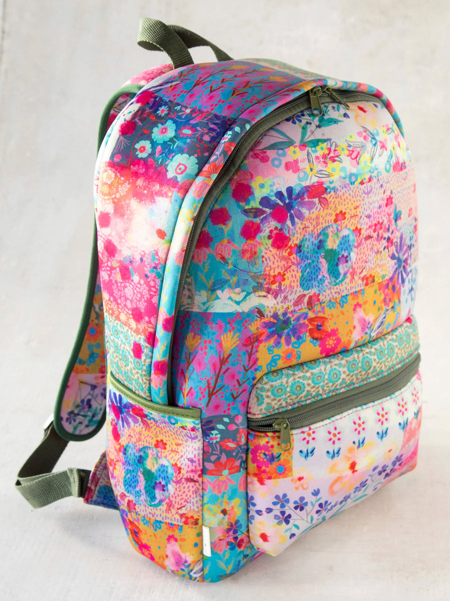 Live Happy Neoprene Backpack - Pink Watercolor Patchwork | Natural Life