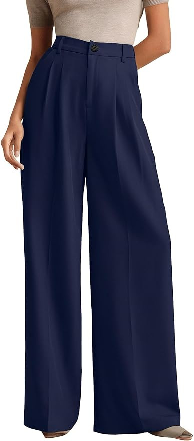 ELLEVEN Women's Casual Wide Leg Dress-Pants, High Elastic Waisted in The Back Business Flowy Trou... | Amazon (US)
