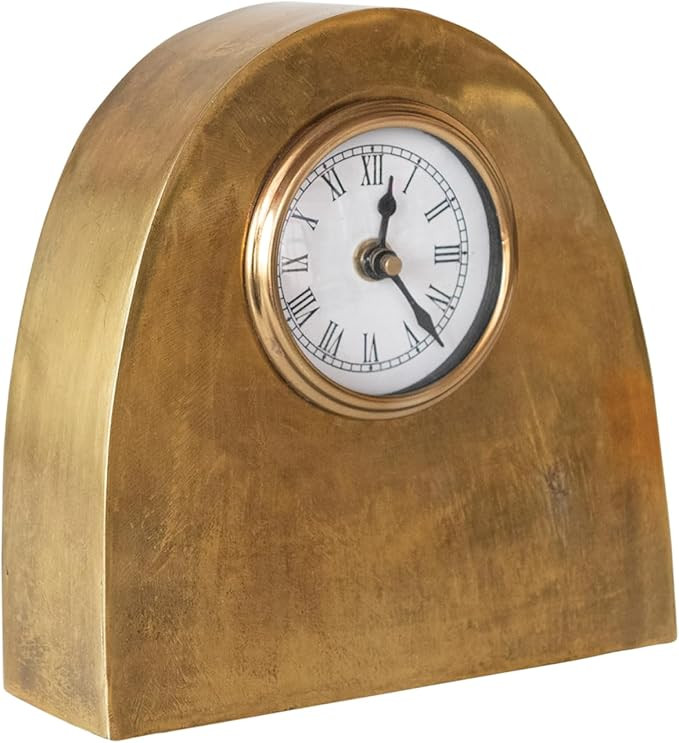 Creative Co-Op Metal Mantel Clock for Display, Antique Gold | Amazon (US)