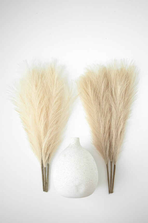 LUXE B "Faux" Artificial Pampas Grass Vase Accents 6 Stems + Mojave Vase PROMO Pack | Etsy (US)