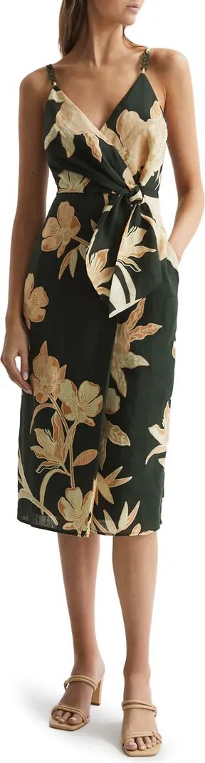 Alice Floral Linen Faux Wrap Dress | Nordstrom