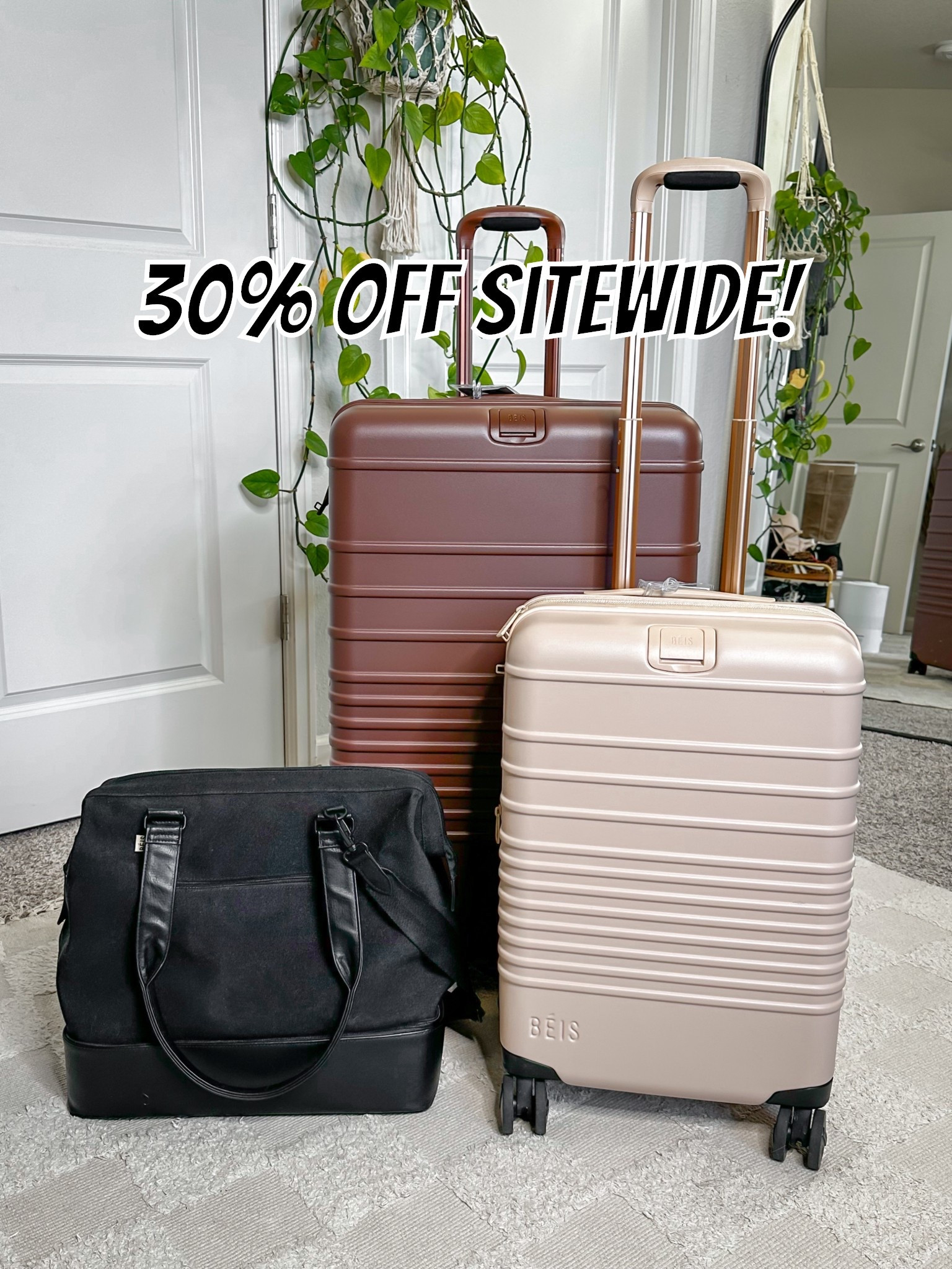 30% off luggage!!! By far my favorite luggage I’ve ever owned 👌🏻 I have the large checked in maple, the standard carryon in beige, and the mini weekender in black. 

#LTKGiftGuide #LTKTravel #LTKCyberWeek