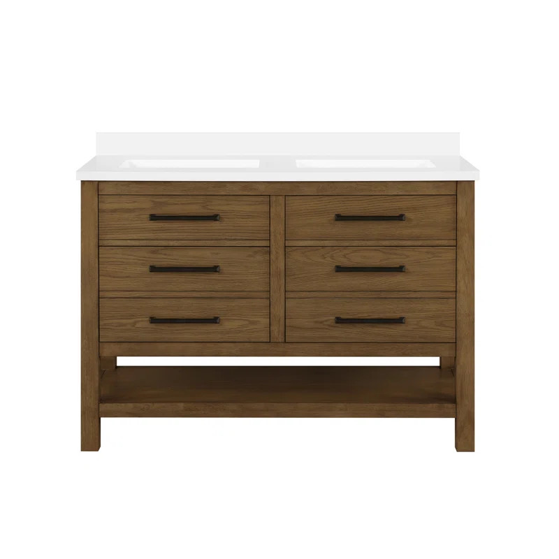 Fatisha 48.03'' Free-standing Double Bathroom Vanity with Granite Vanity Top | Wayfair North America