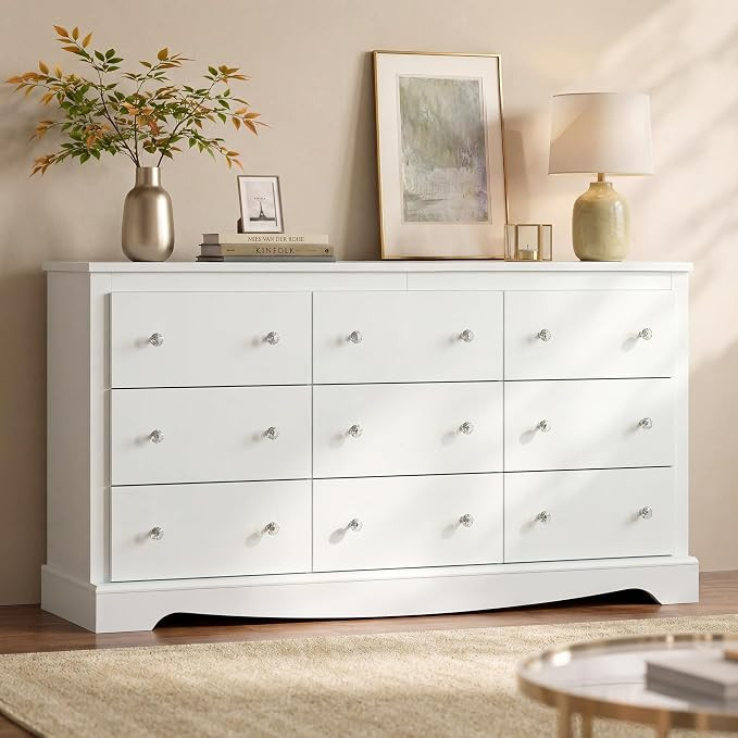 WLIVE 63" Dresser for Bedroom, Modern 9 Drawer Dresser with Exclusive Anti-Tip Structure, Large W... | Amazon (US)