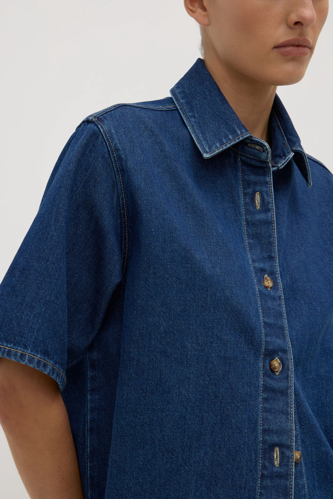 Boxy Denim Short Sleeve Shirt | Assembly Label (AU)